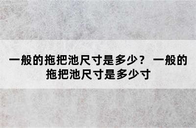 一般的拖把池尺寸是多少？ 一般的拖把池尺寸是多少寸